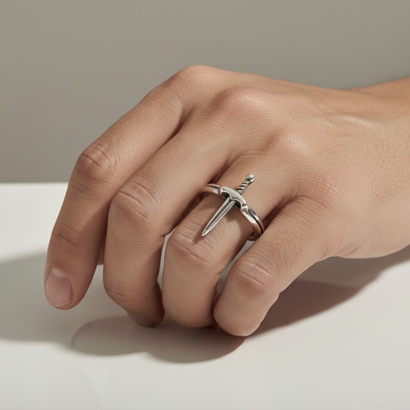 Sterling Silver 925 Sword Ring Adjustable Size "Valour" - Image 3