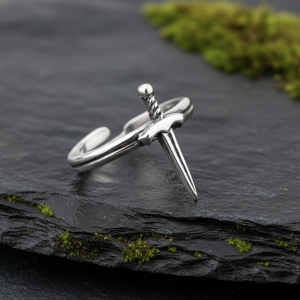 Sterling Silver 925 Sword Ring Adjustable Size "Valour" - Image 2