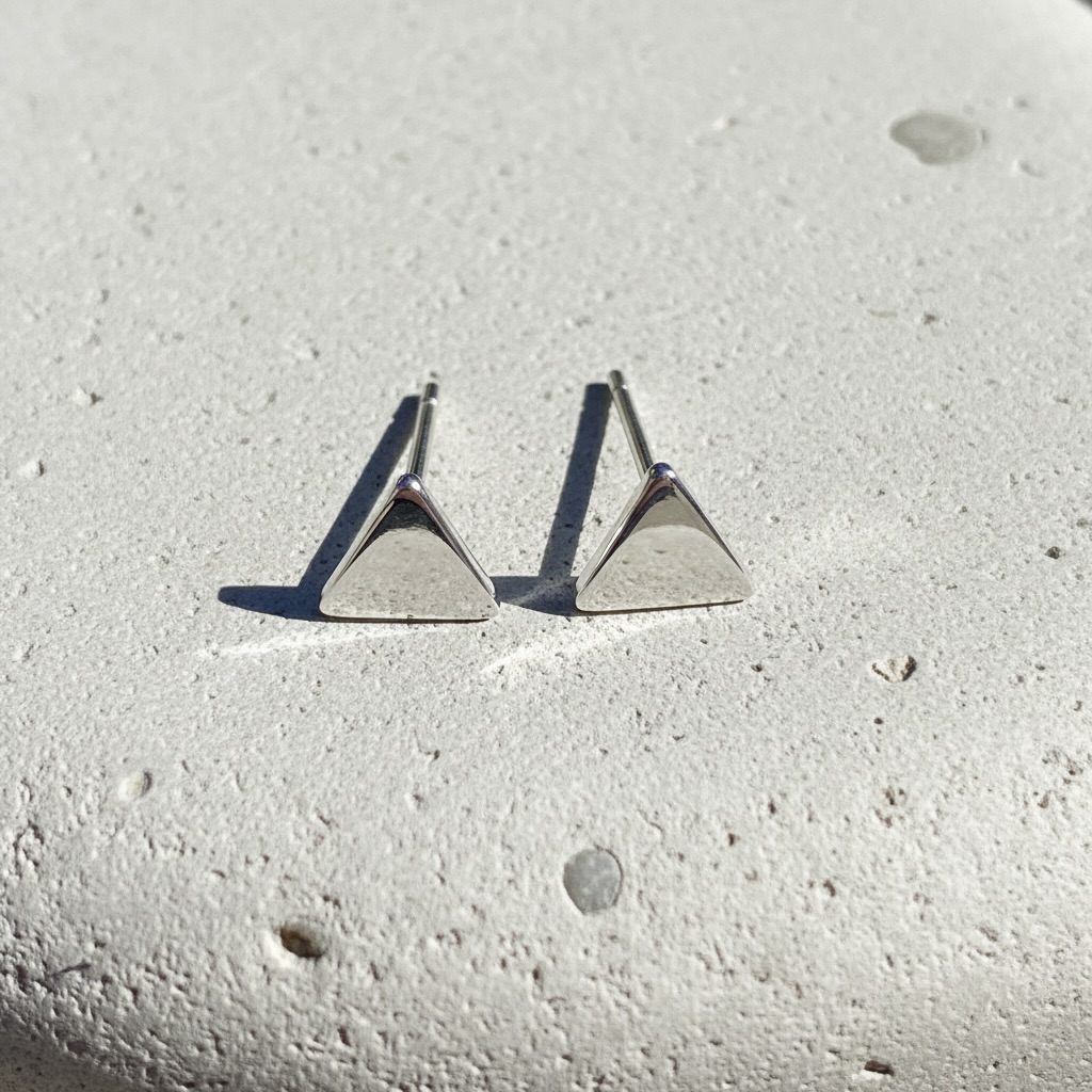 Sterling Silver 925 Triangle Stud Earrings "Trinity" - Image 2