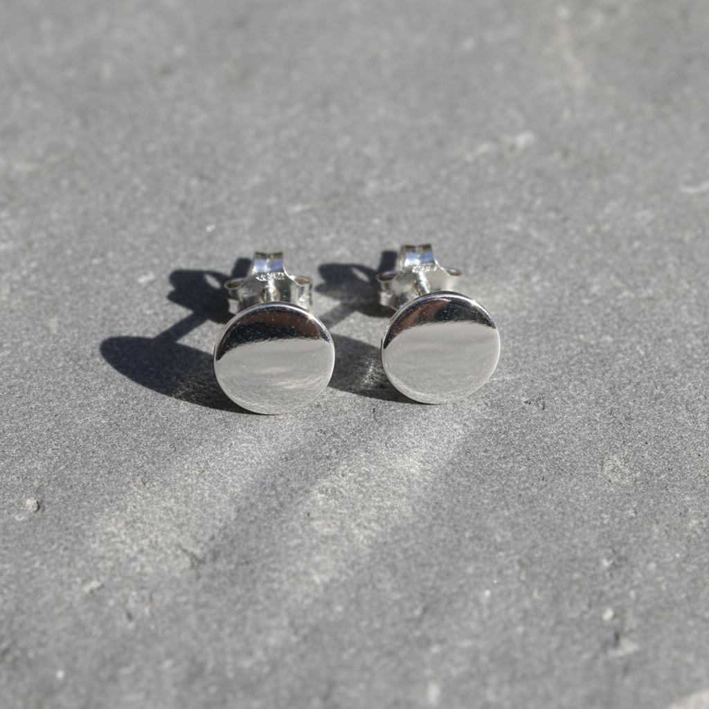 Sterling Silver 925 Stud Round Earrings "Orb" - Image 2