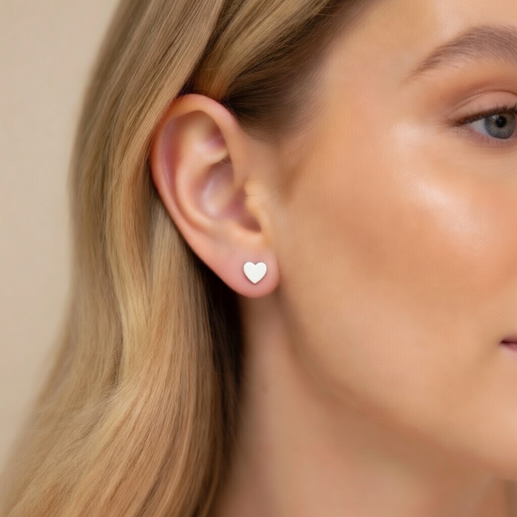 Sterling Silver 925 Heart Stud Earrings “Pure Love” - Image 3