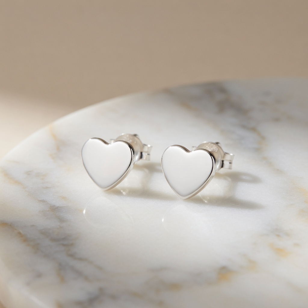 Sterling Silver 925 Heart Stud Earrings “Pure Love” - Image 2