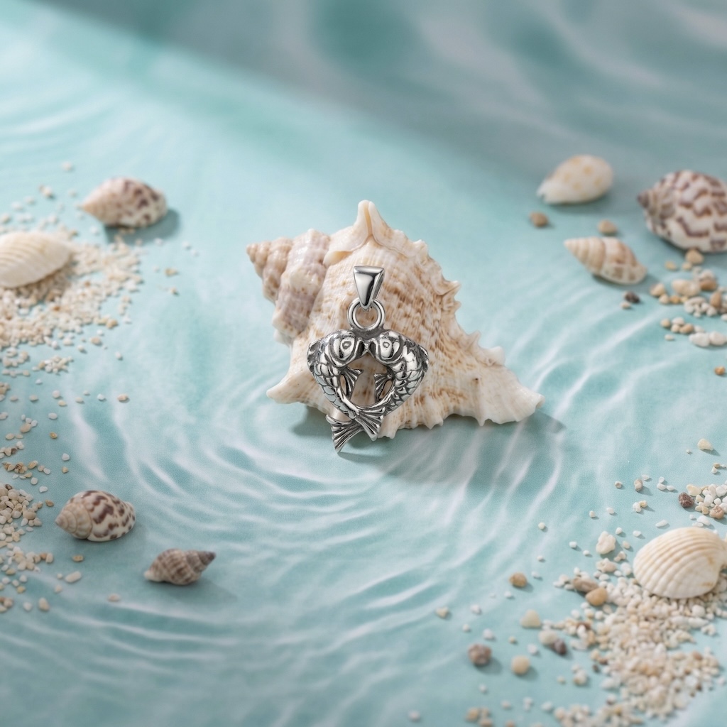 Sterling Silver 925 Intertwined Fish Pisces Pendant "Twin Tides" - Image 2