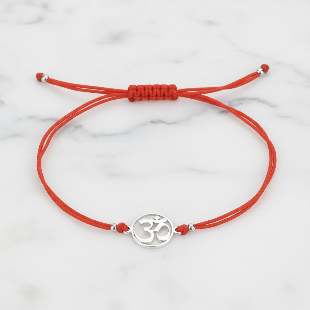Red String Bracelet with Sterling Silver 925 Om Charm “Inner Circle” - Image 2