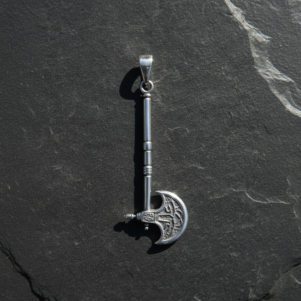 Sterling Silver 925 Viking Axe Oxidised Pendant "Nord" - Image 2