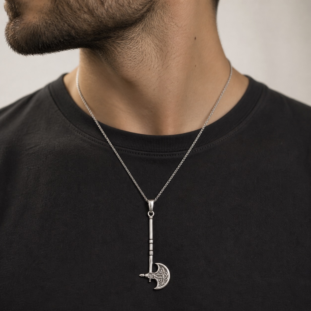 Sterling Silver 925 Viking Axe Oxidised Pendant "Nord" - Image 3