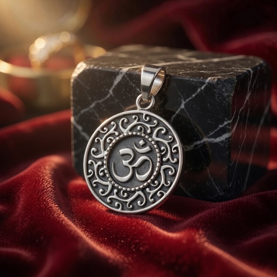 Sterling Silver 925 Oxidised Om Pendant "Asana" - Image 2