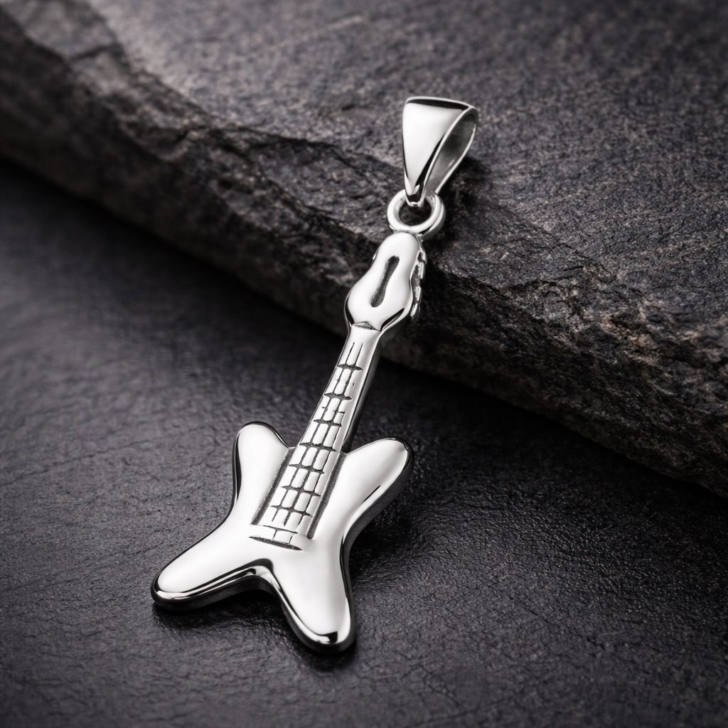 Sterling Silver 925 Guitar Pendant “Rock Star” - Image 2