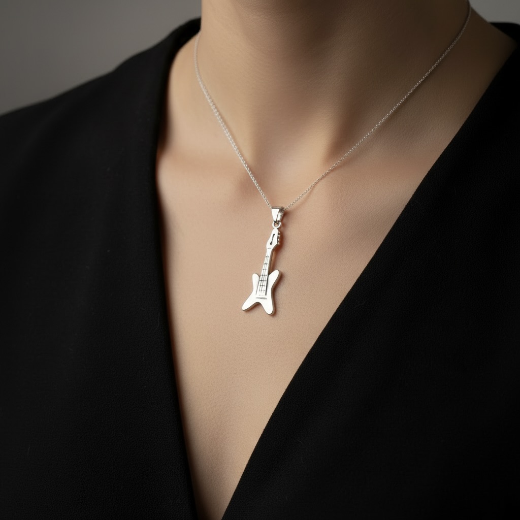 Sterling Silver 925 Guitar Unisex Pendant “Rock Star” - Image 4