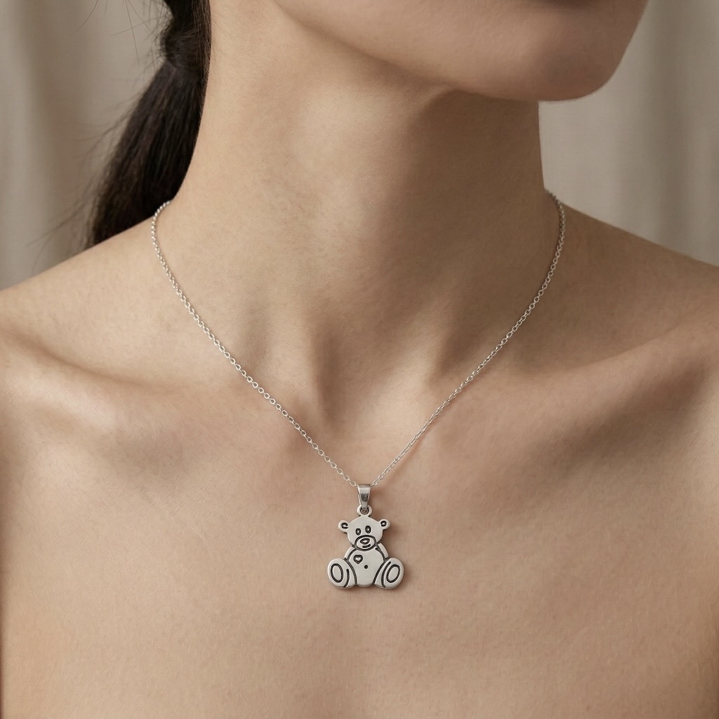 Sterling Silver 925 Teddy Bear Pendant “Milo” - Image 3