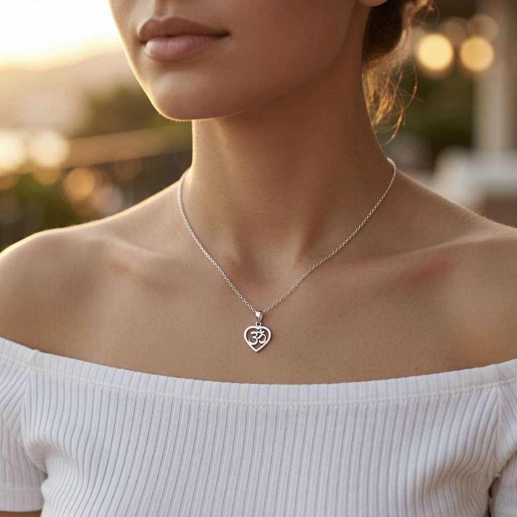 Sterling Silver 925 Om Heart Pendant “Calm Love” - Image 3