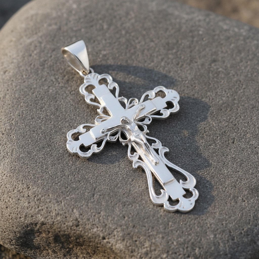 Sterling Silver 925 Cross Crucifix Pendant "Lord" - Image 2