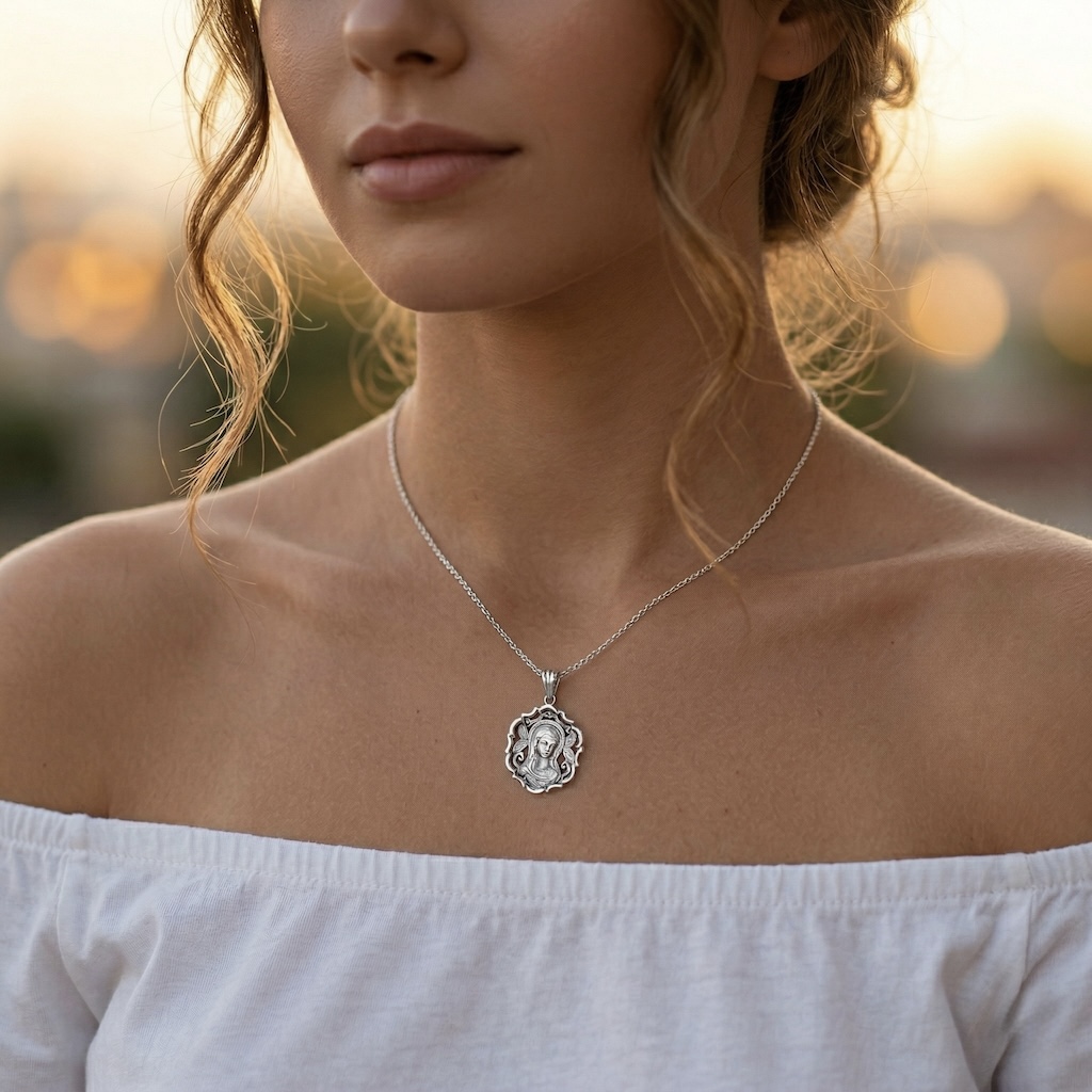 Sterling Silver 925 Virgin Mary Pendant “Divine” - Image 3