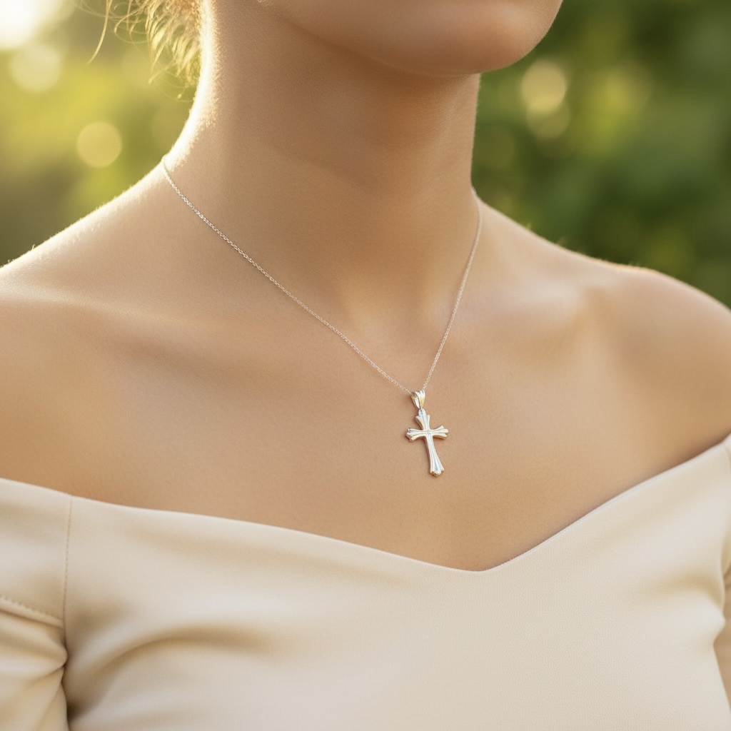Sterling Silver 925 Cross Pendant "Serenity" - Image 3