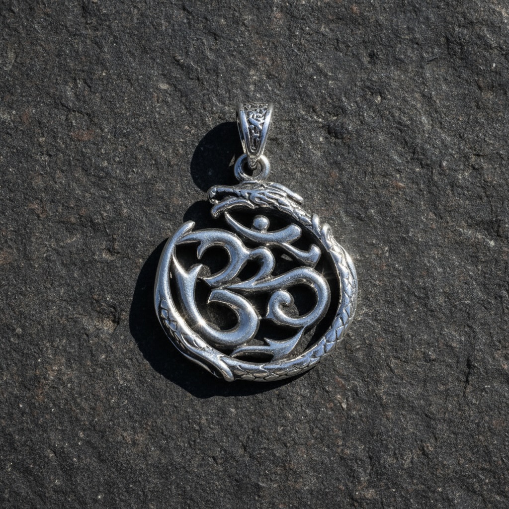 Sterling Silver 925 Om Pendant "Dragon Chant" - Image 2