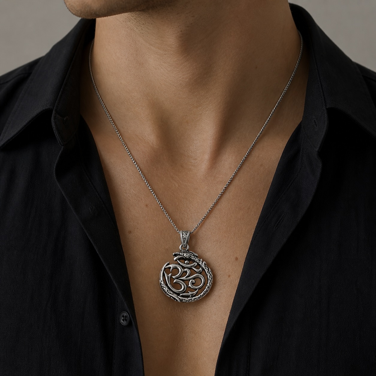 Sterling Silver 925 Om Pendant "Dragon Chant" - Image 3