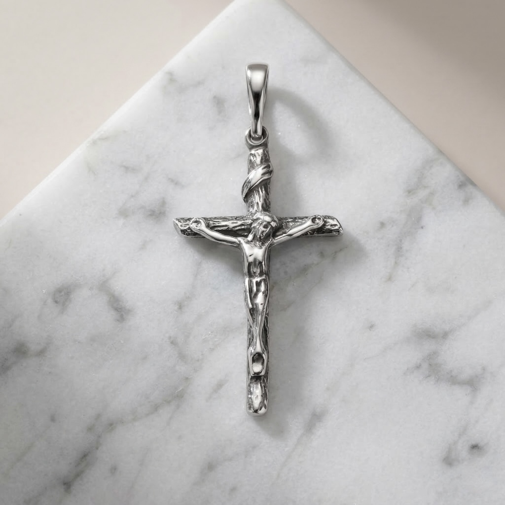 Sterling Silver 925 Cross Crucifix Pendant "Messiah" - Image 2
