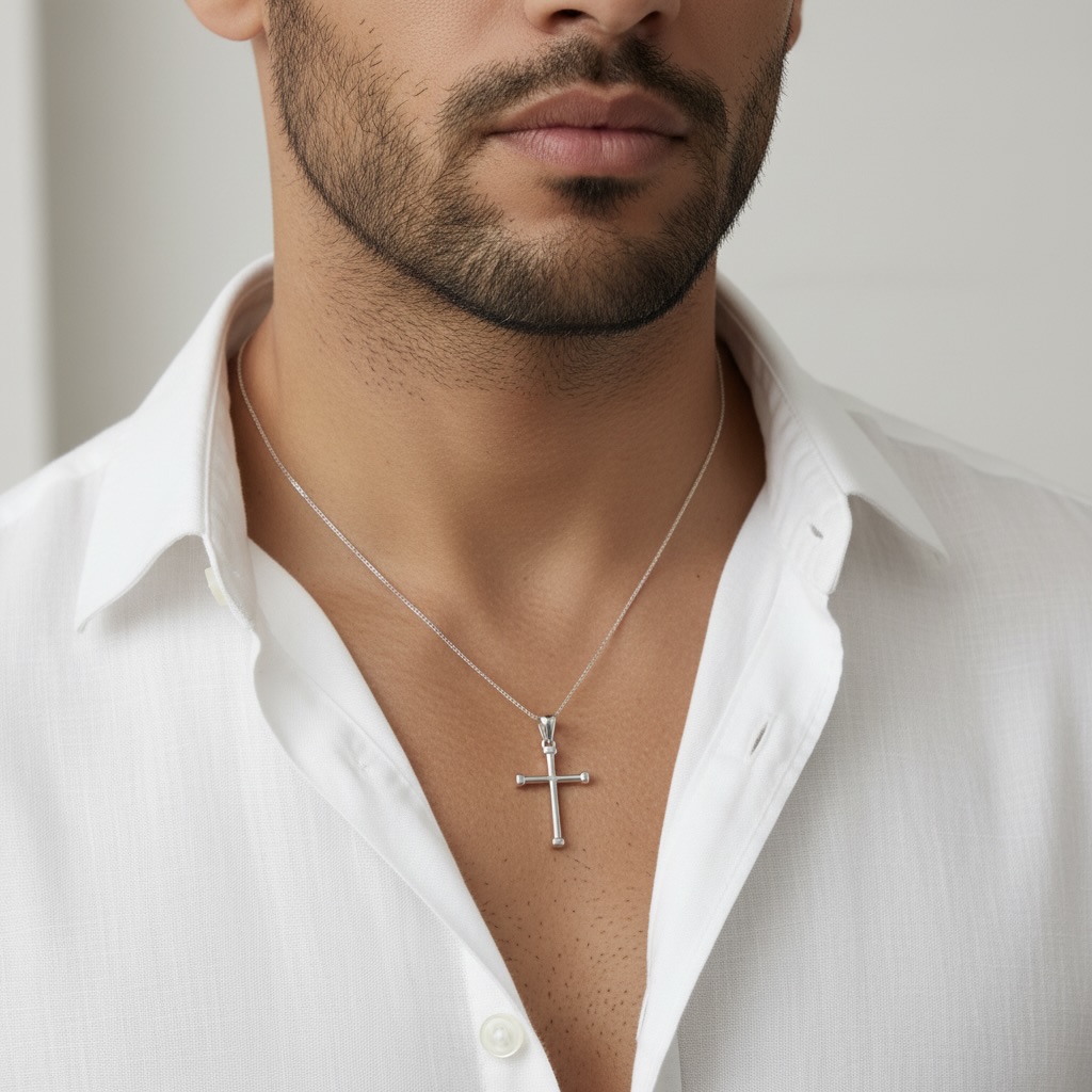 Sterling Silver 925 Minimalist Unisex Cross Pendant "Fidelis" - Image 4