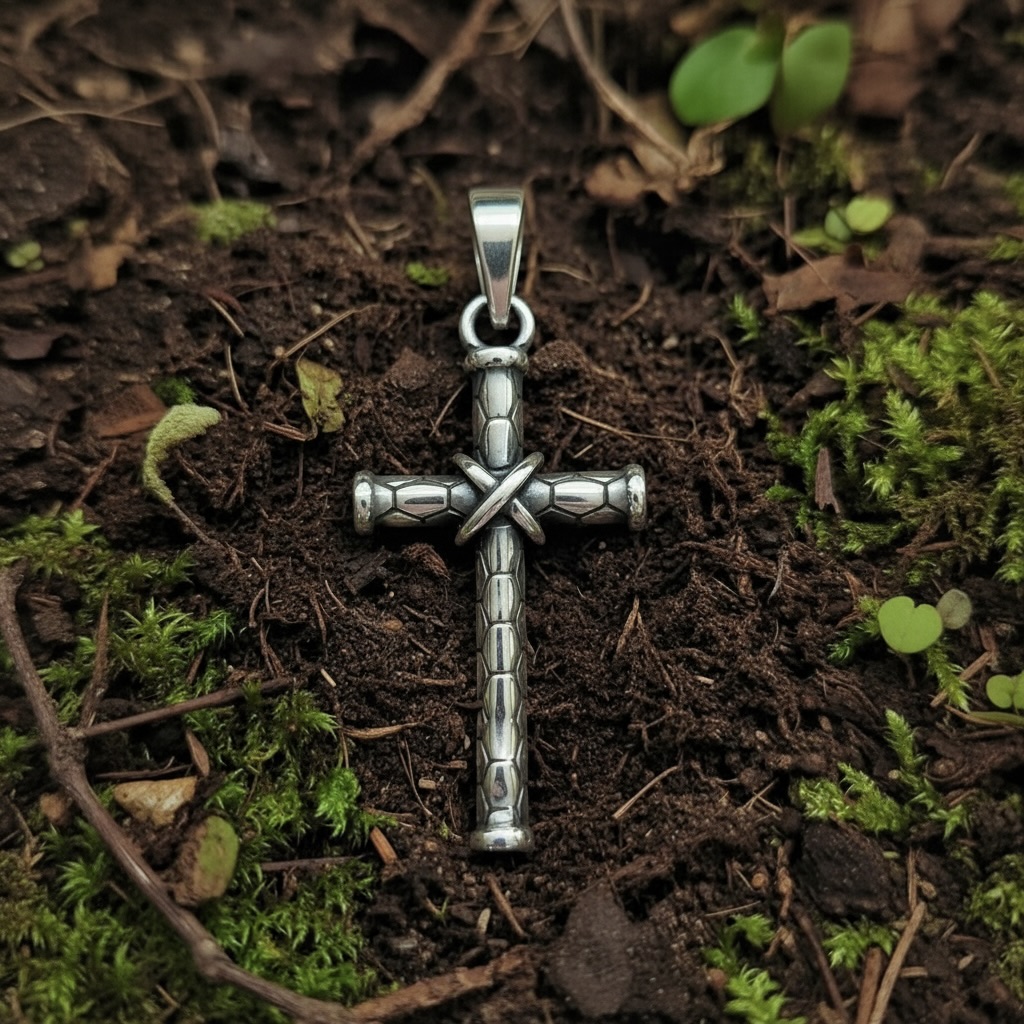 Sterling Silver 925 Textured Cross Pendant "X" - Image 2