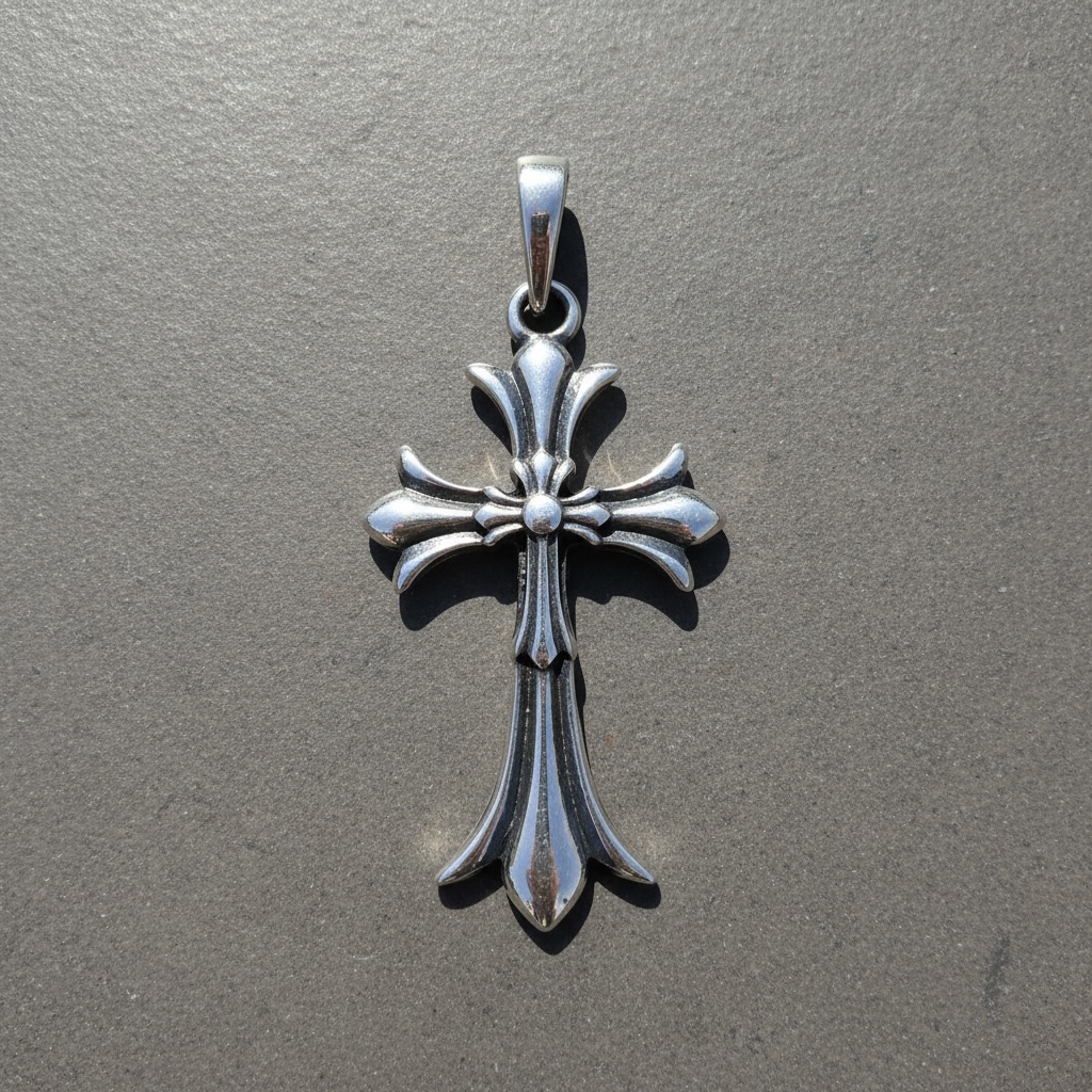 Sterling Silver 925 Unisex Double Cross Pendant "Vesper" - Image 2