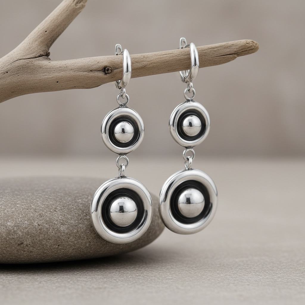 Sterling Silver 925 Drop Earrings “Twins” - Image 2