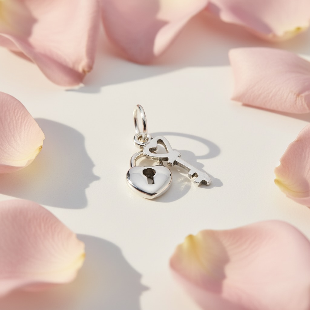 Sterling Silver 925 Heart Lock and Key Pendant "Soulmate" - Image 2