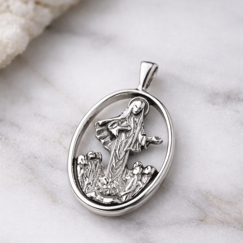 Sterling Silver 925 Mother of God Pendant "Our Lady" - Image 2