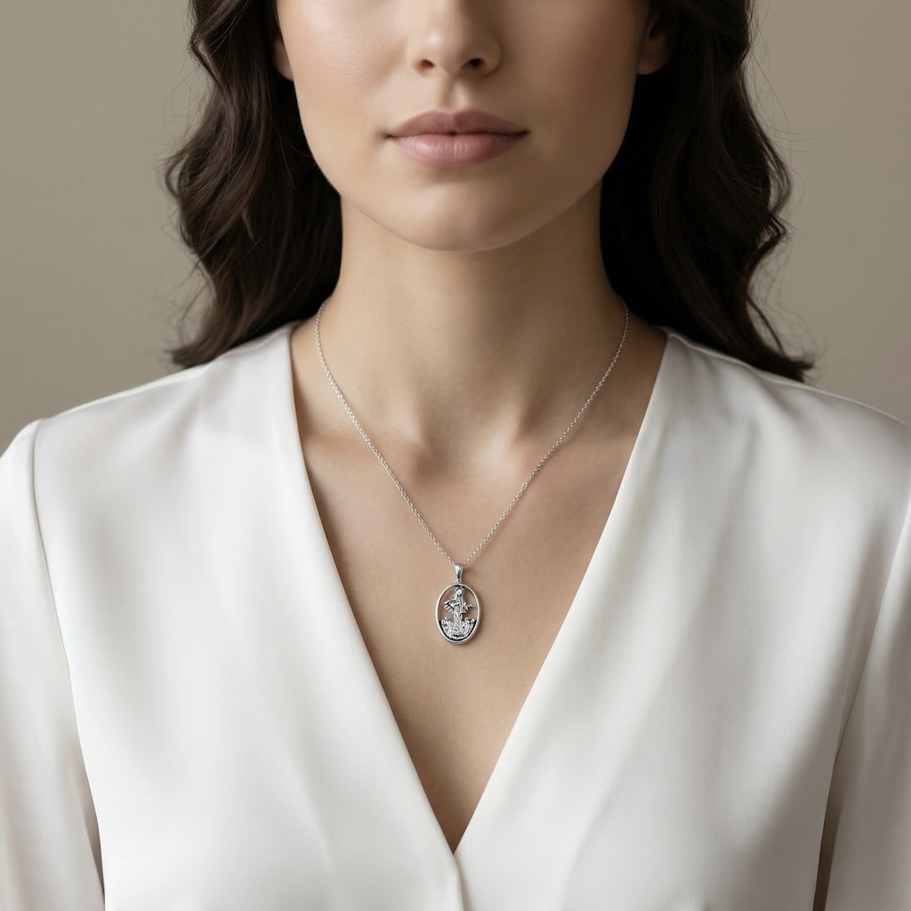 Sterling Silver 925 Mother of God Pendant "Our Lady" - Image 3