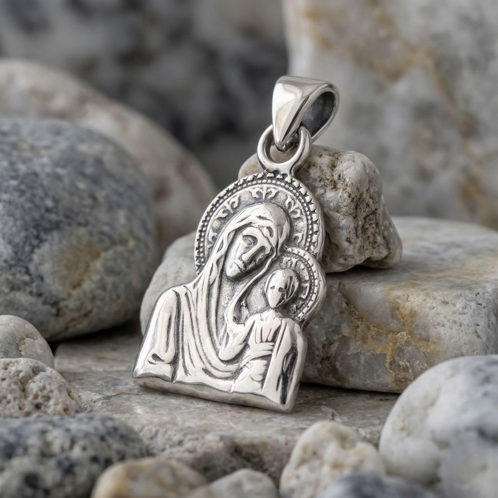 Sterling Silver 925 Pendant "Madonna and Child" - Image 2