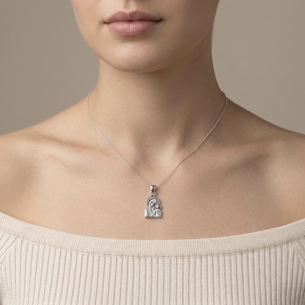 Sterling Silver 925 Pendant "Madonna and Child" - Image 3