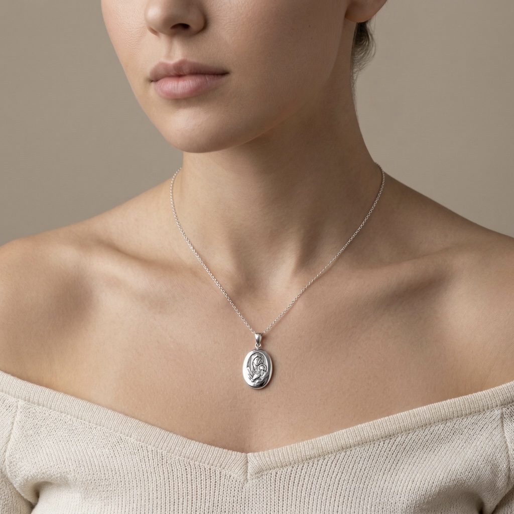 Sterling Silver 925 Virgin Mary Pendant "Devotion" - Image 3