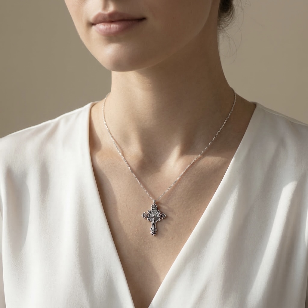 Sterling Silver 925 Cross Crucifix Pendant "INRI" - Image 3