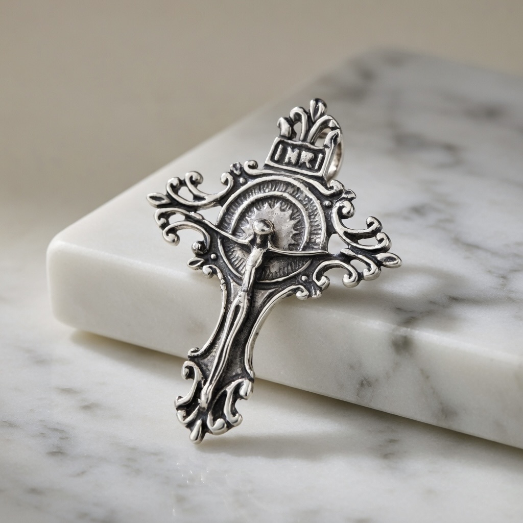 Sterling Silver 925 Cross Crucifix Pendant "INRI" - Image 2