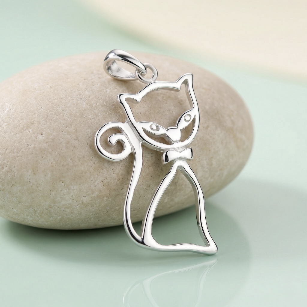 Sterling Silver 925 Cat Pendant "Felix" - Image 2