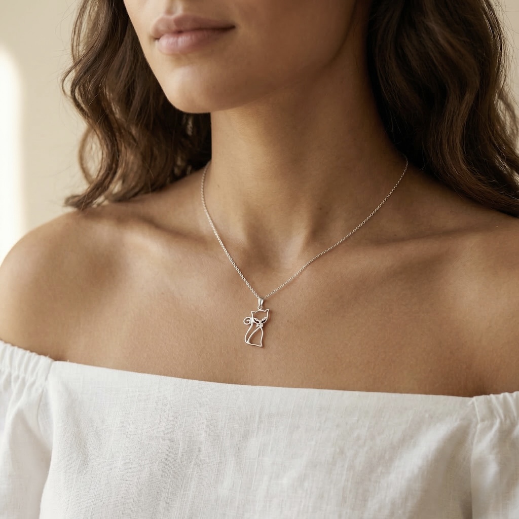 Sterling Silver 925 Cat Pendant "Felix" - Image 3