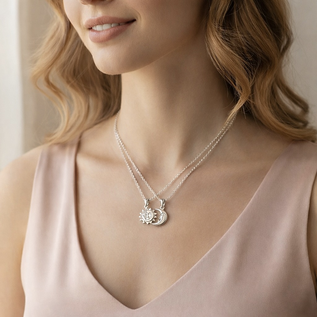 Sterling Silver 925 Sun and Moon Pendant “Soluna” - Image 3