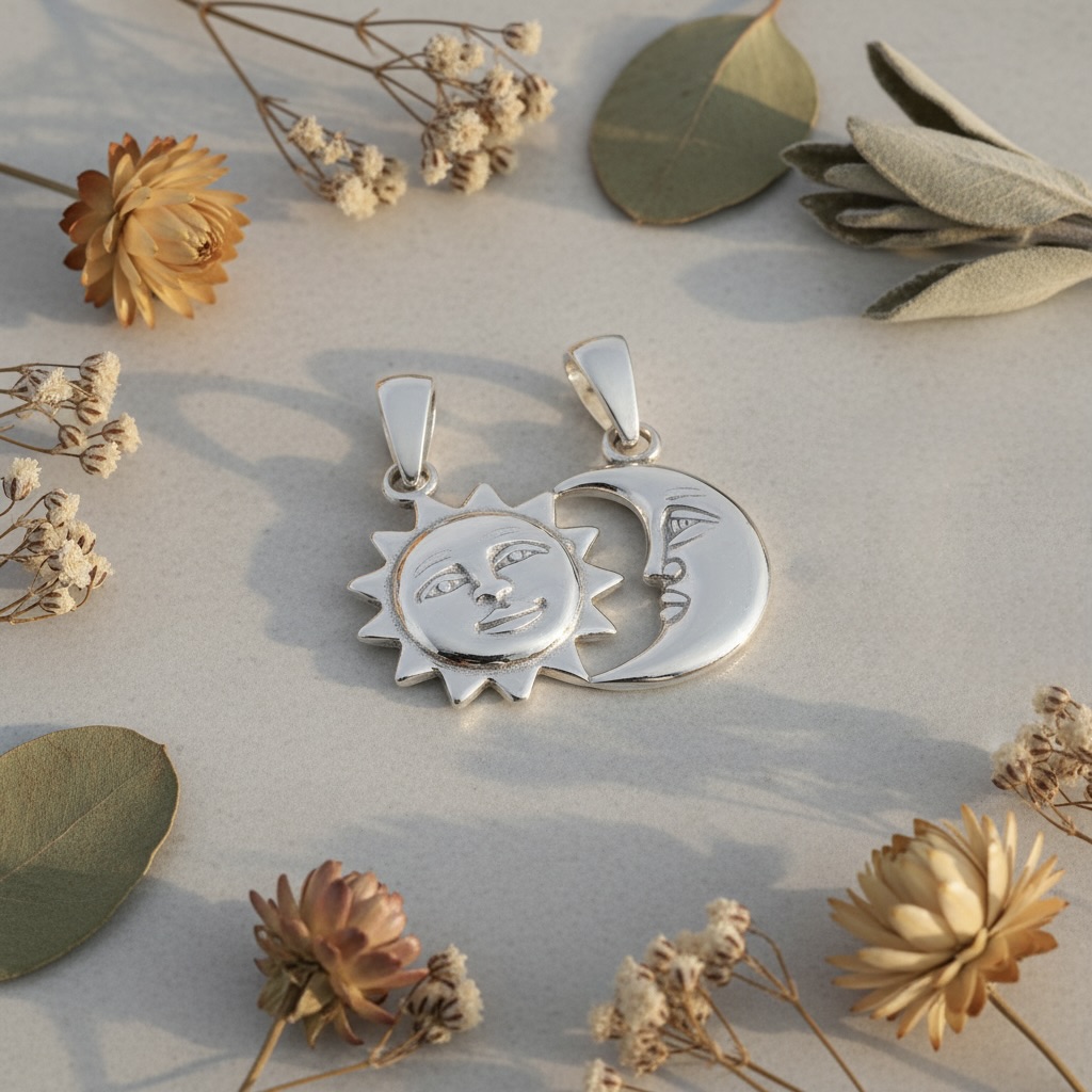Sterling Silver 925 Sun and Moon Pendant “Soluna” - Image 2