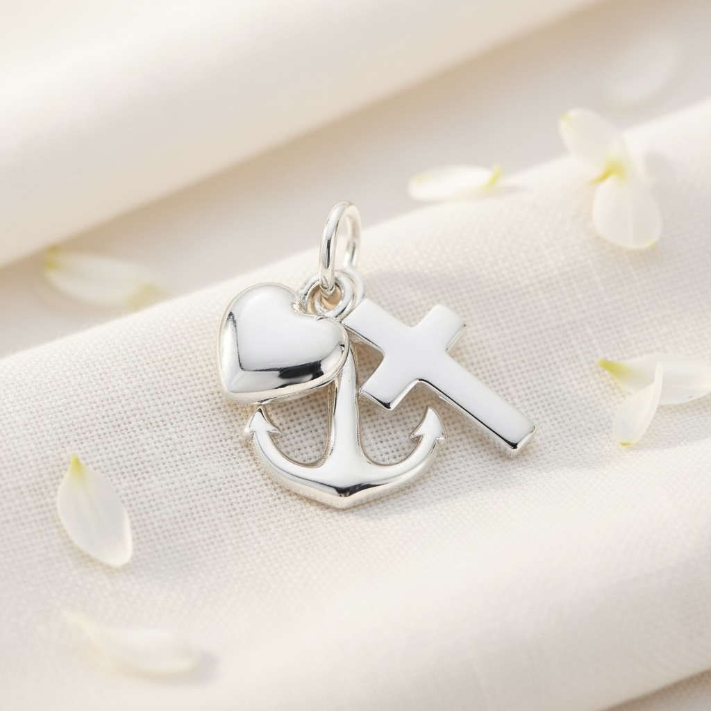 Sterling Silver 925 Heart Cross Anchor Pendant “Camargue” - Image 2
