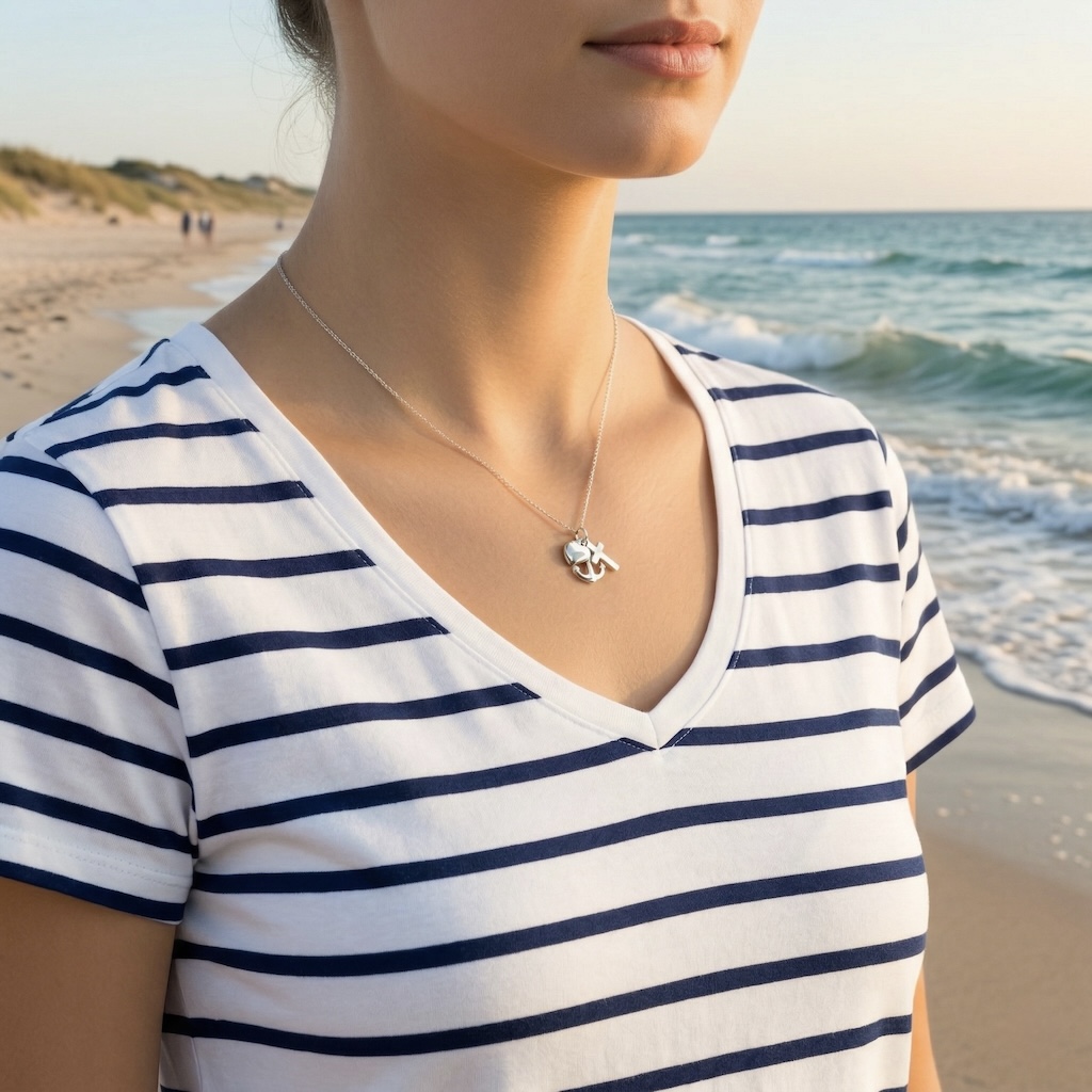 Sterling Silver 925 Heart Cross Anchor Pendant “Camargue” - Image 4