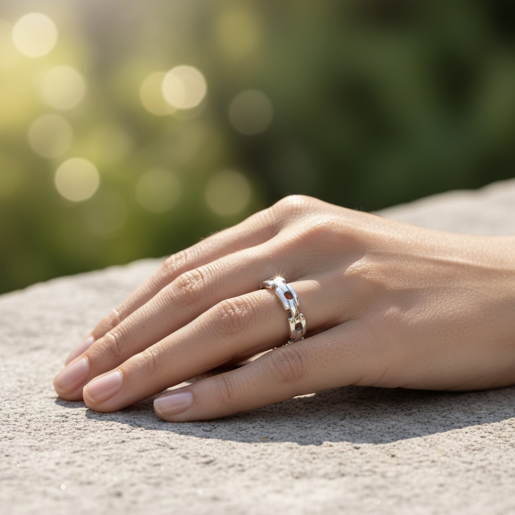 Sterling Silver 925 Chain Link Band Ring "Cadena" - Image 3