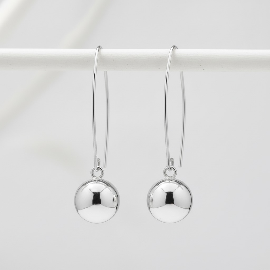 Sterling Silver 925 Threader Earrings “Sphere” - Image 2