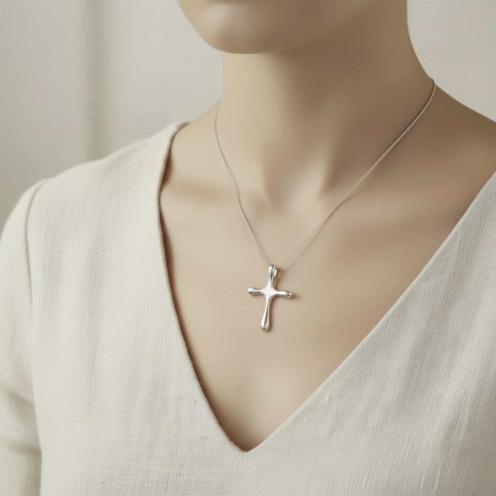 Sterling Silver 925 Cross Pendant "Pure Lines" - Image 3