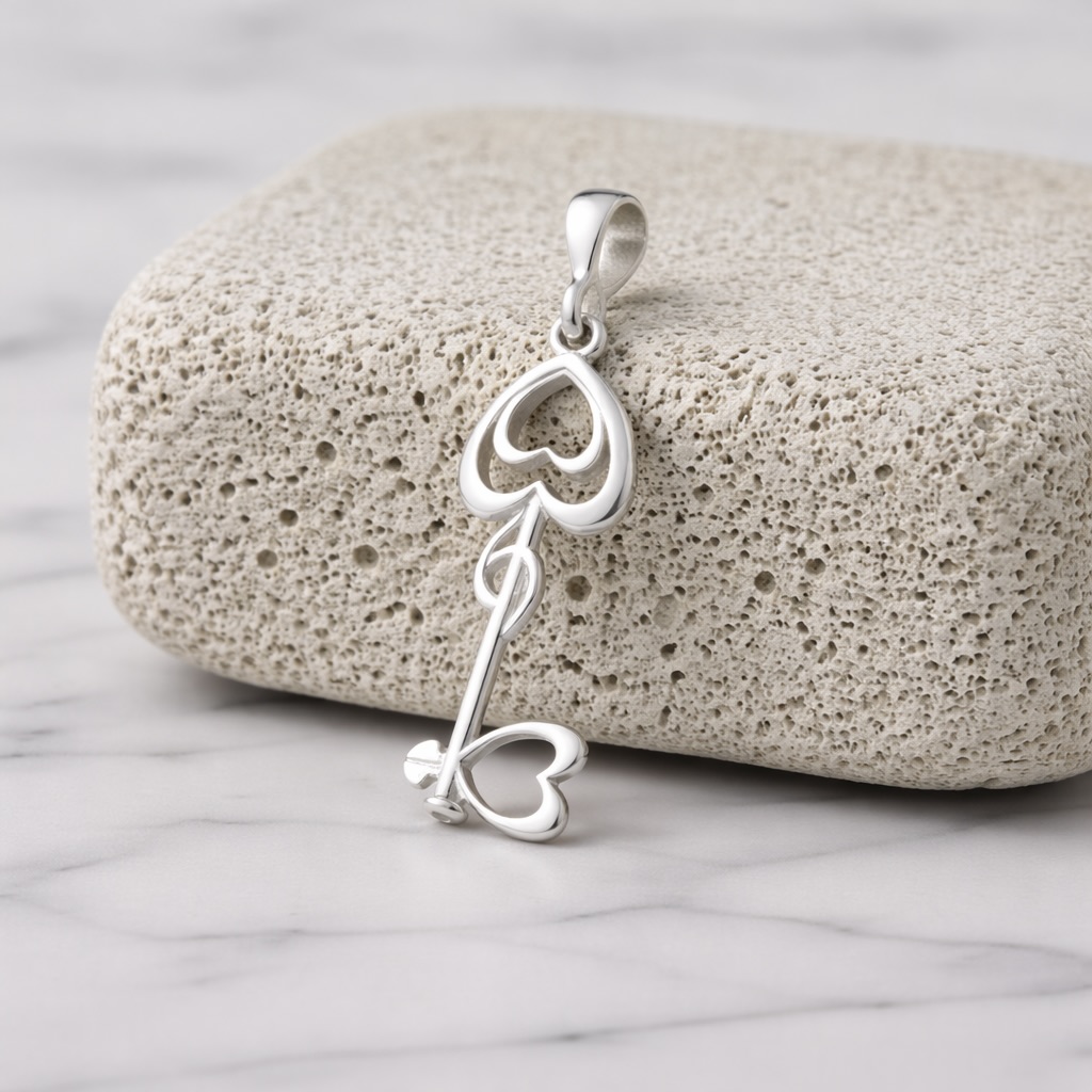 Sterling Silver 925 Key Pendant "Key to My Heart" - Image 2