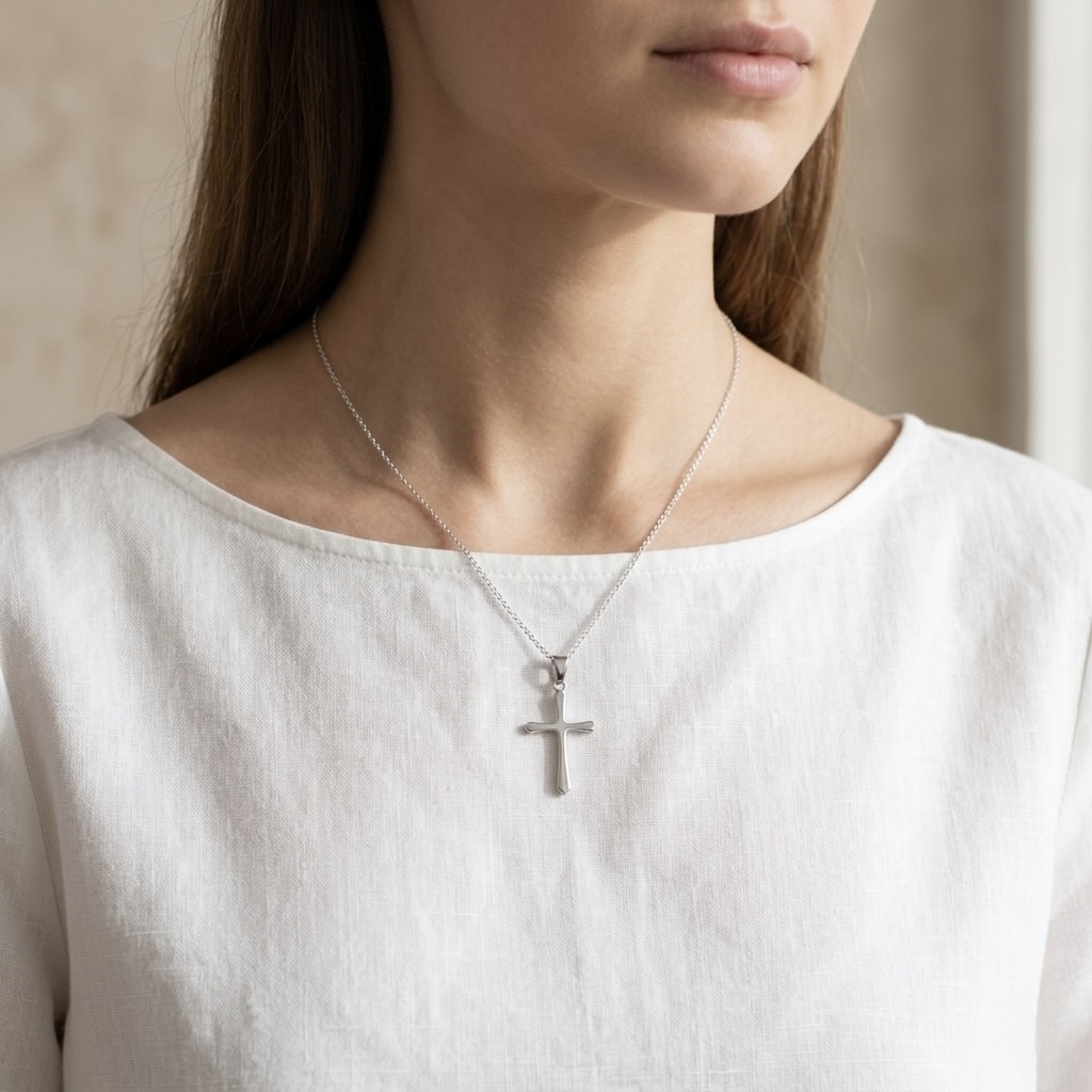 Sterling Silver 925 Cross Pendant "Simple Grace" - Image 4