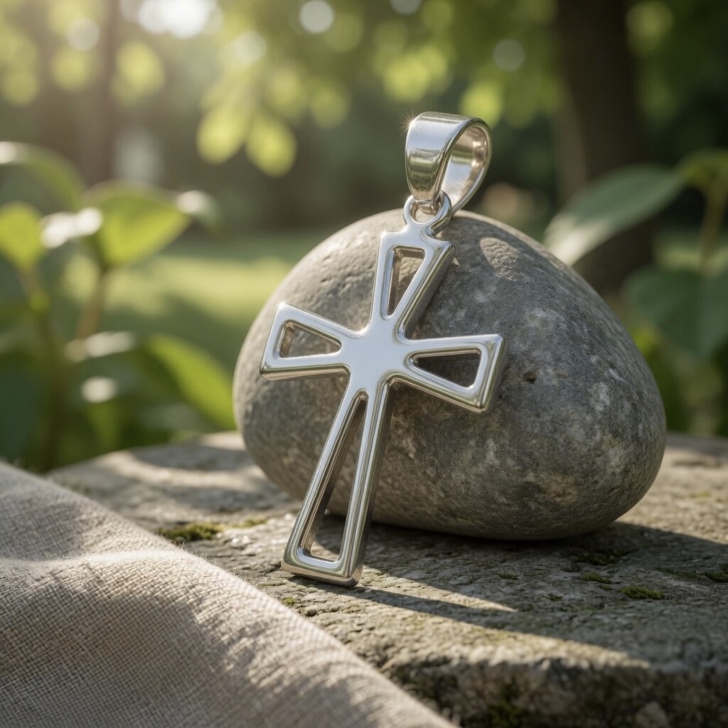 Sterling Silver 925 Open Work Cross Pendant "Airy" - Image 2