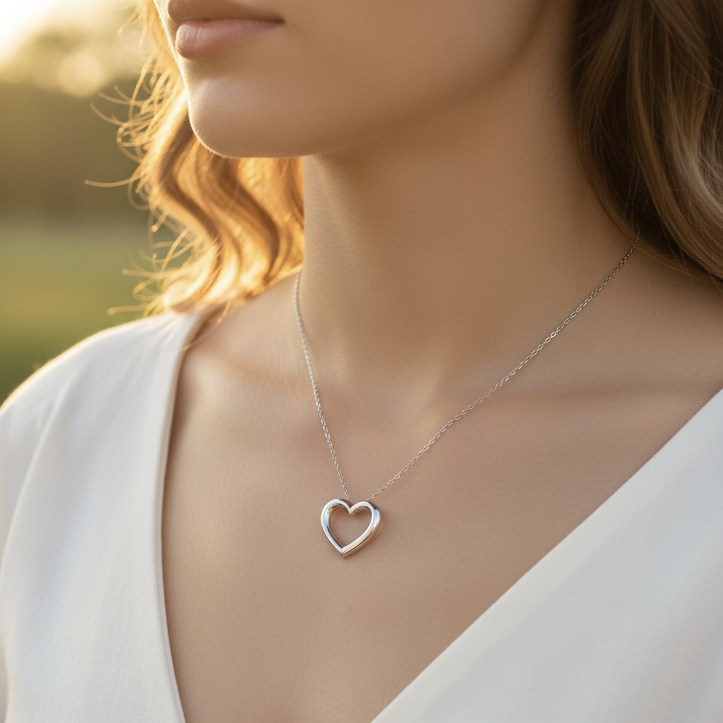 Sterling Silver 925 Open Heart Necklace Pendant “Forever” - Image 3