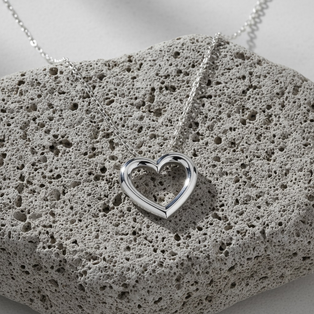 Sterling Silver 925 Open Heart Necklace Pendant “Forever” - Image 2