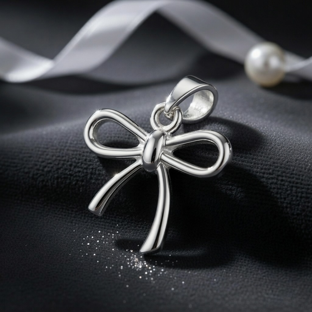 Sterling Silver 925 Bow Ribbon Pendant "Little wish" - Image 2