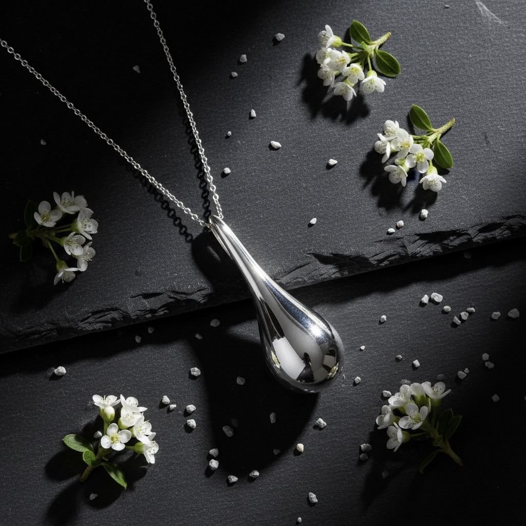 Sterling Silver 925 Teardrop Necklace Pendant "Aria" - Image 2