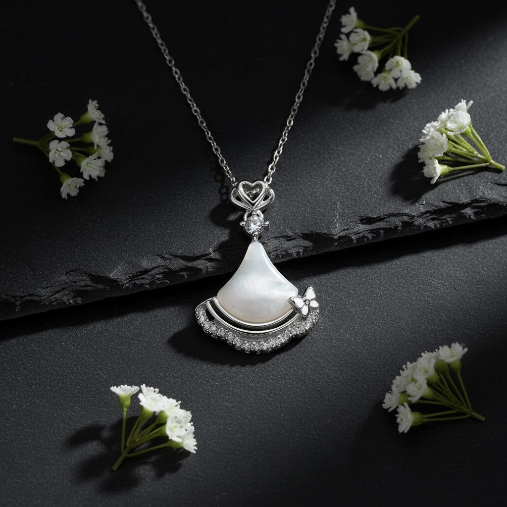 Sterling Silver 925 Moonstone CZ Necklace Pendant "Morph" - Image 2